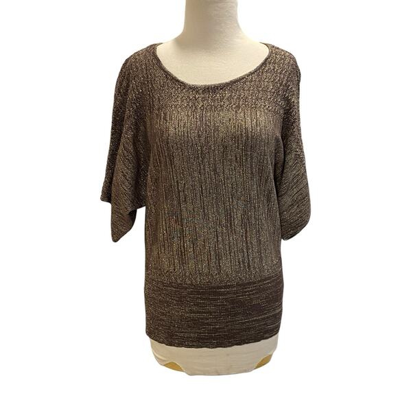 United States Sweaters Womens Size M Brown Gold Metallic Banded Waist - Picture 1 of 8